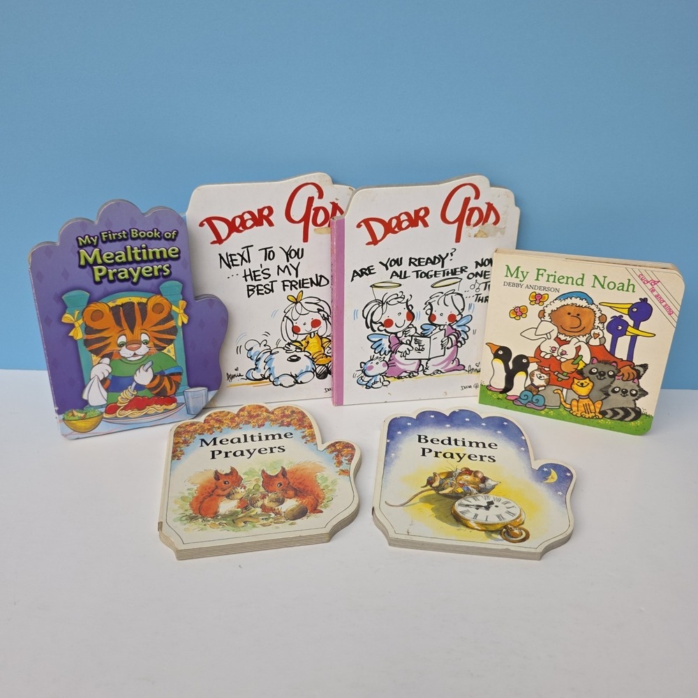 Christian Board Book Lot of 6 Bedtime Stories Mealtime Prayers Dear God Vintage